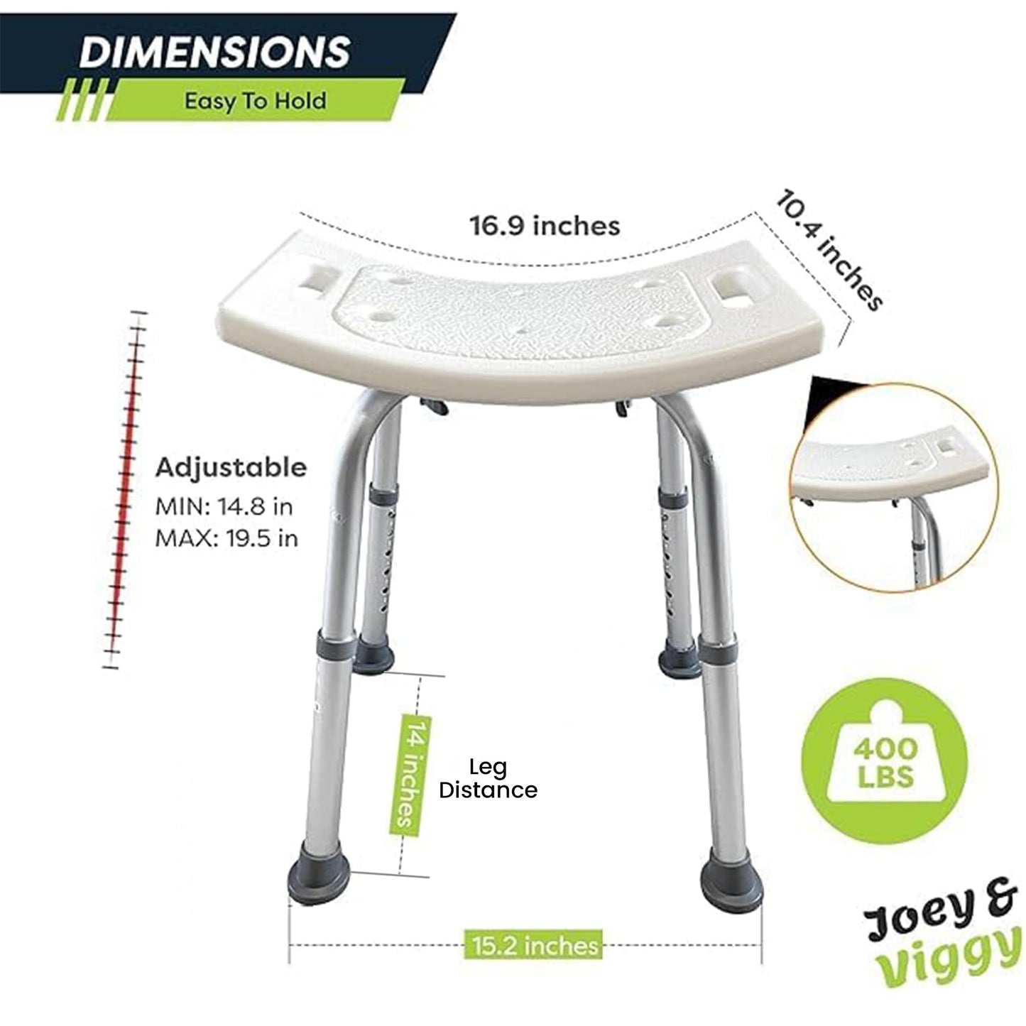 Non-Slip Light Weight with Adjustable Height Shower Stool