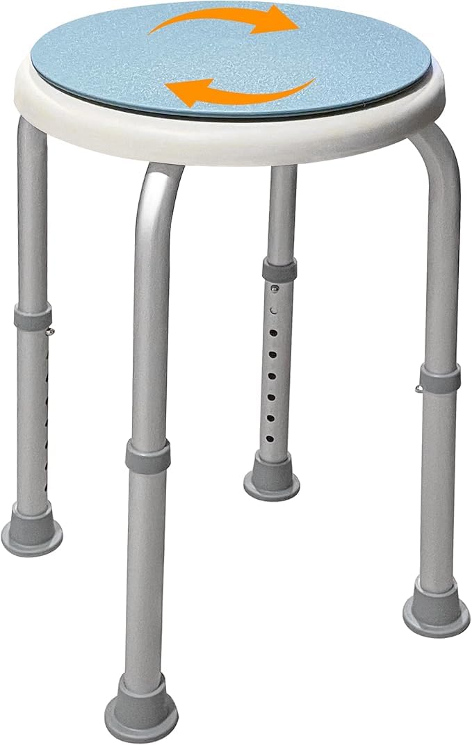 Non-Slip Light Weight with Adjustable Height Rotating Shower Stool