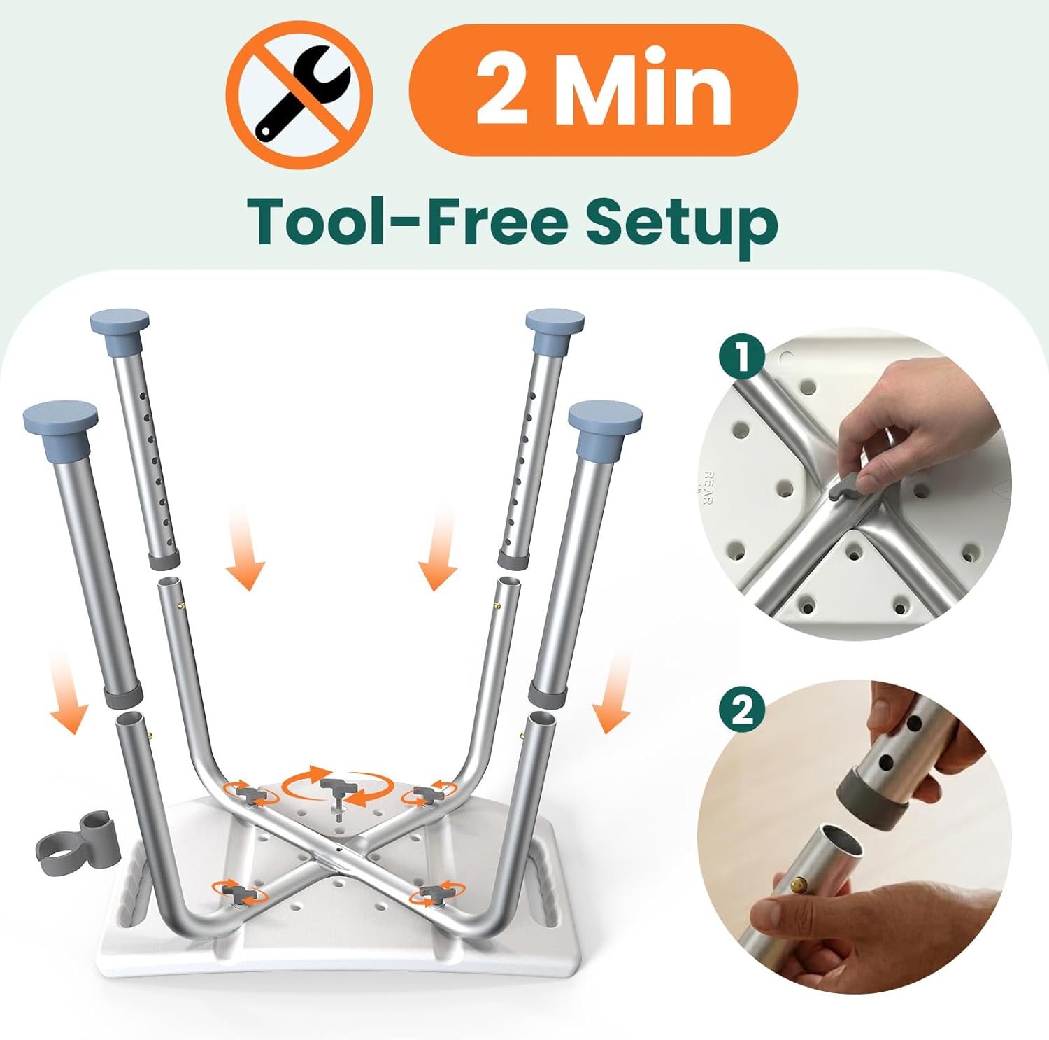 Padded Shower Chair with Adjustable Height & Shower Head Holder– Non-Slip Bathroom Shower Stool and Lightweight Shower Joey&Viggy