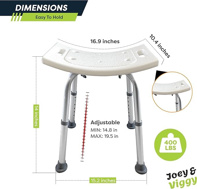 Non-Slip Light Weight with Adjustable Height Shower Stool