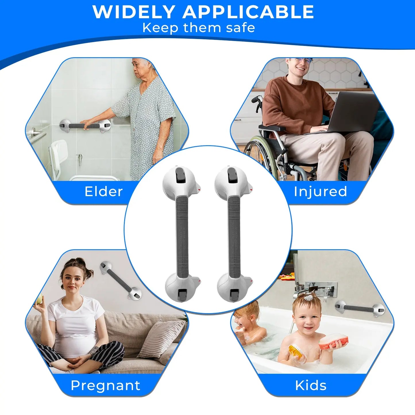 2 Pack 30cm Heavy Duty Suction Grab Rail