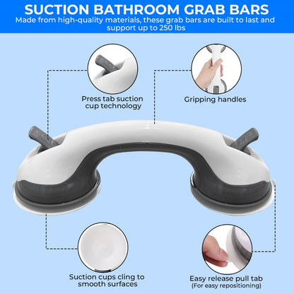 2 Pack 30 cm Super Suction Bathroom Grab Rails