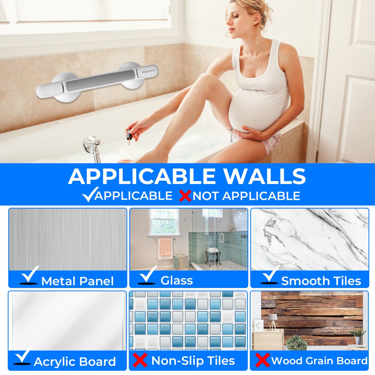 30cm Heavy Duty Suction Grab Rail