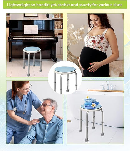 Non-Slip Light Weight with Adjustable Height Rotating Shower Stool