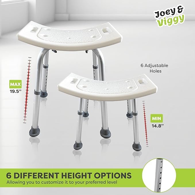 Non-Slip Light Weight with Adjustable Height Shower Stool