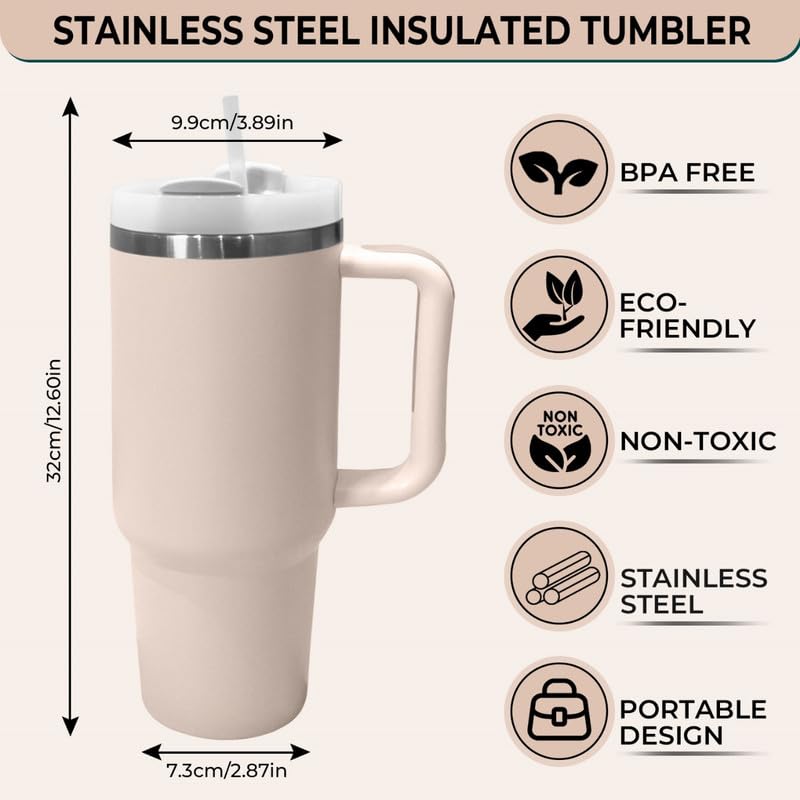 40 Oz Insulated Tumbler with Straw and Lid